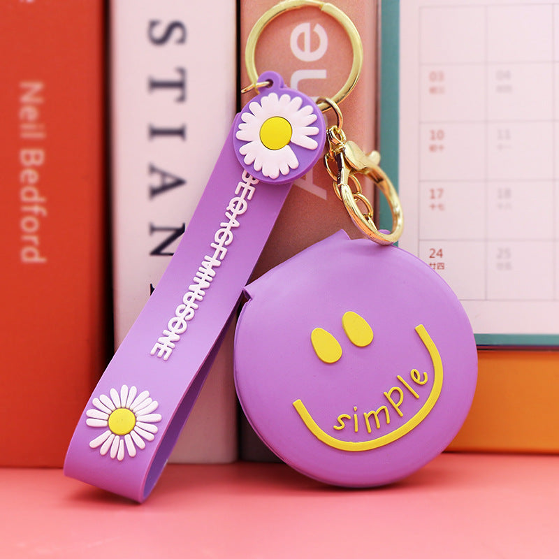 Wholesale Cartoon Portable Small Mirror Folding PVC Keychain